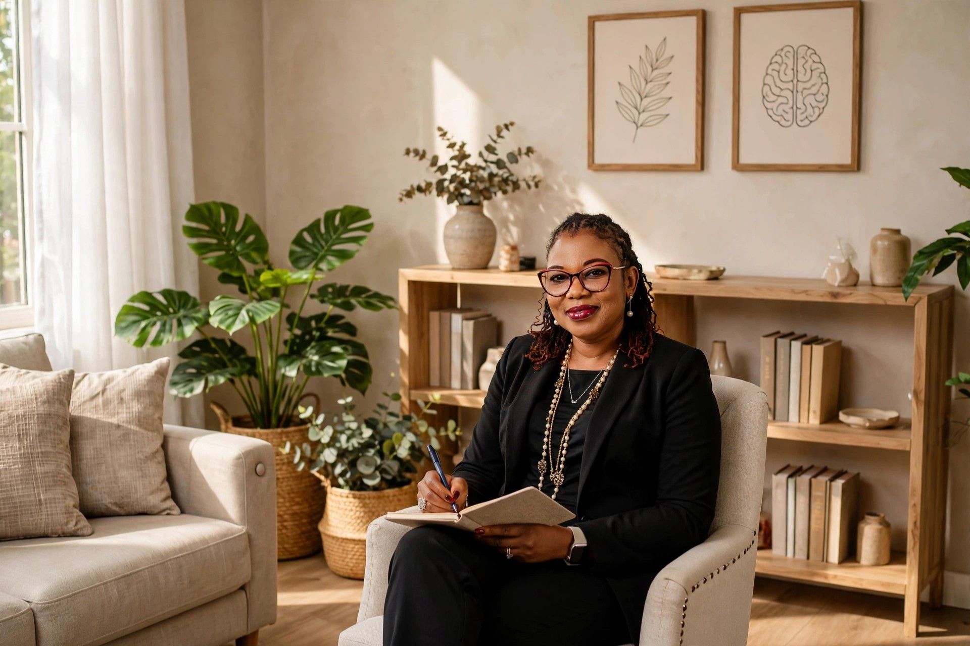 Therapist and client in a calm individual session